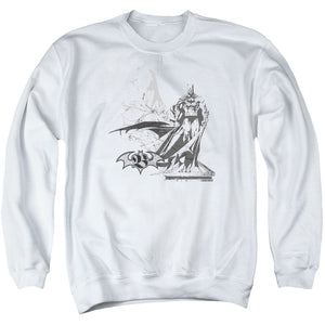AN OFFCIALLY LICENSED BATMAN OVERSEER ADULT UNISEX CREWNECK SWEATSHIRT WHITE