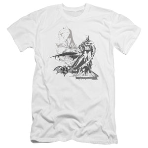 AN OFFCIALLY LICENSED BATMAN OVERSEER MEN'S PREMIUM SLIM FIT T-SHIRT WHITE