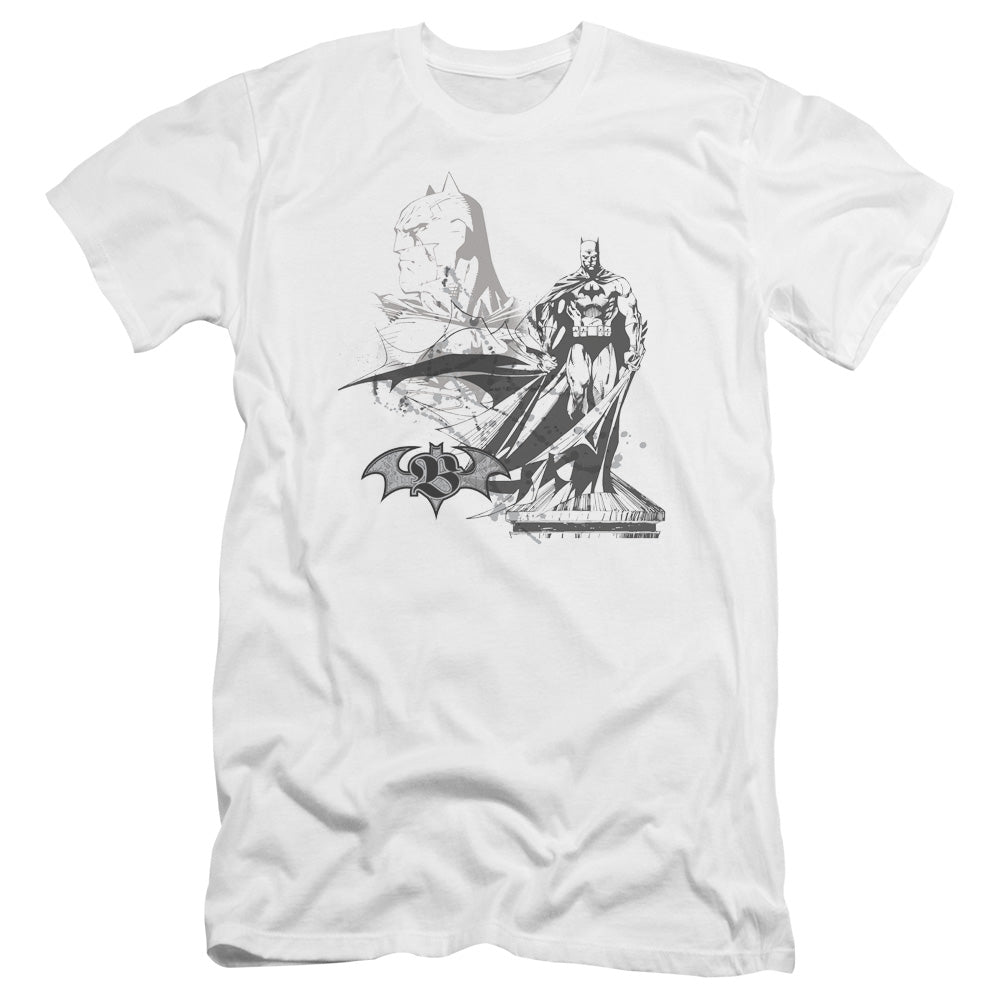 AN OFFCIALLY LICENSED BATMAN OVERSEER MEN'S PREMIUM SLIM FIT T-SHIRT WHITE