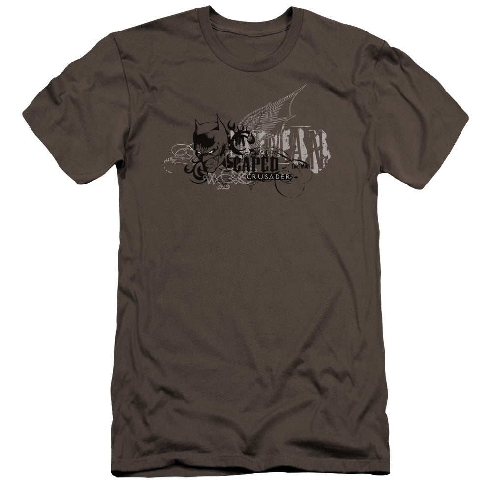 AN OFFCIALLY LICENSED BATMAN URBAN CRUSADER MEN'S PREMIUM SLIM FIT T-SHIRT CHARCOAL