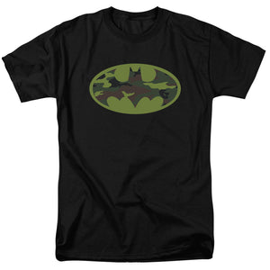 AN OFFCIALLY LICENSED BATMAN CAMO LOGO MEN'S REGULAR FIT T-SHIRT BLACK