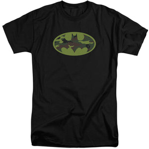 AN OFFCIALLY LICENSED BATMAN CAMO LOGO MEN'S TALL FIT T-SHIRT BLACK
