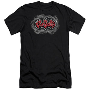 AN OFFCIALLY LICENSED BATMAN HIP HOP LOGO MEN'S PREMIUM SLIM FIT T-SHIRT BLACK