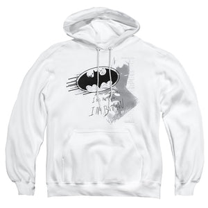 AN OFFCIALLY LICENSED BATMAN I AM VENGEANCE ADULT UNISEX PULLOVER HOODIE WHITE