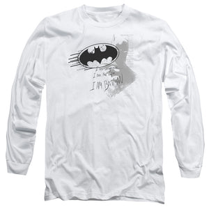 AN OFFCIALLY LICENSED BATMAN I AM VENGEANCE MEN'S LONG SLEEVE T-SHIRT WHITE