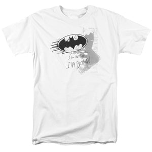 AN OFFCIALLY LICENSED BATMAN I AM VENGEANCE MEN'S REGULAR FIT T-SHIRT WHITE