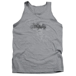 AN OFFCIALLY LICENSED BATMAN BURNED & SPLATTERED ADULT UNISEX TANK TOP ATHLETIC HEATHER