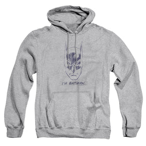 AN OFFCIALLY LICENSED BATMAN IM BATMAN ADULT UNISEX PULLOVER HOODIE ATHLETIC HEATHER