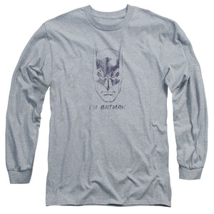AN OFFCIALLY LICENSED BATMAN IM BATMAN MEN'S LONG SLEEVE T-SHIRT ATHLETIC HEATHER