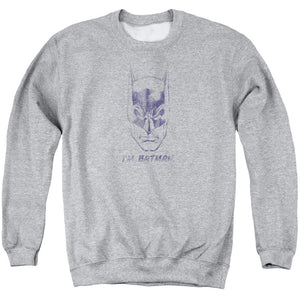 AN OFFCIALLY LICENSED BATMAN IM BATMAN ADULT UNISEX CREWNECK SWEATSHIRT ATHLETIC HEATHER