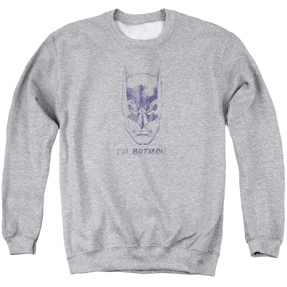 AN OFFCIALLY LICENSED BATMAN IM BATMAN ADULT UNISEX CREWNECK SWEATSHIRT ATHLETIC HEATHER