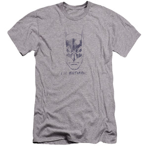 AN OFFCIALLY LICENSED BATMAN IM BATMAN MEN'S PREMIUM SLIM FIT T-SHIRT ATHLETIC HEATHER