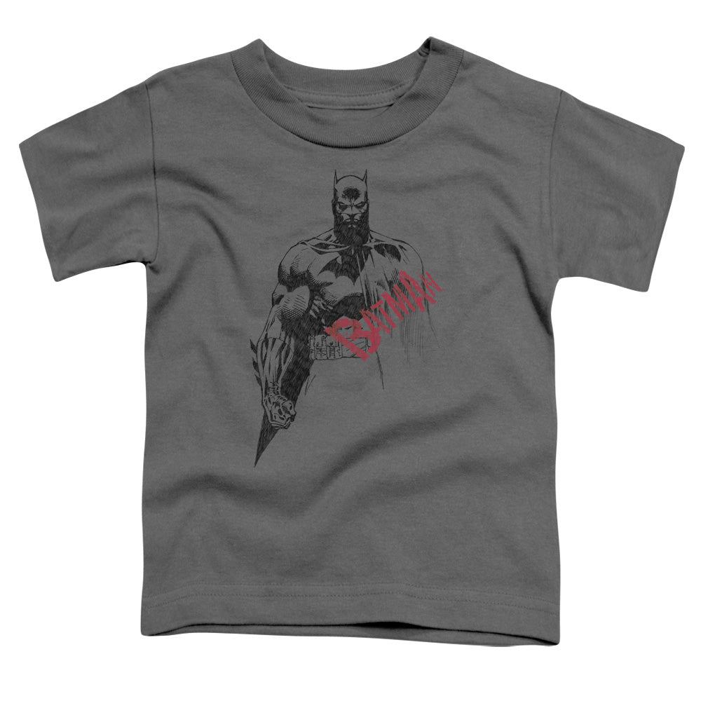 Batman Sketch Bat Red Logo Licensed Toddler T-Shirt LG