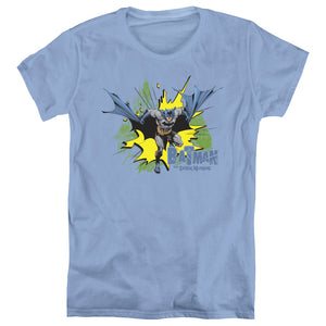 AN OFFCIALLY LICENSED BATMAN CITY SPLASH WOMEN'S REGULAR FIT T-SHIRT CAROLINA BLUE