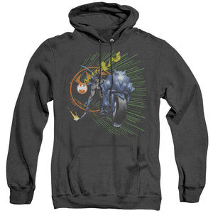 AN OFFCIALLY LICENSED BATMAN BATCYCLE ADULT UNISEX HEATHER PULLOVER HOODIE BLACK