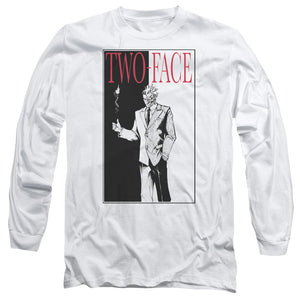 AN OFFCIALLY LICENSED BATMAN TWO FACE MEN'S LONG SLEEVE T-SHIRT WHITE