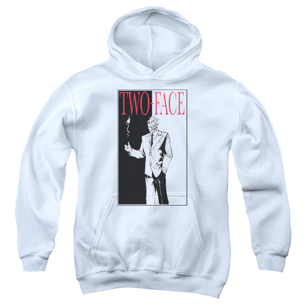 AN OFFCIALLY LICENSED BATMAN TWO FACE YOUTH HOODIE WHITE