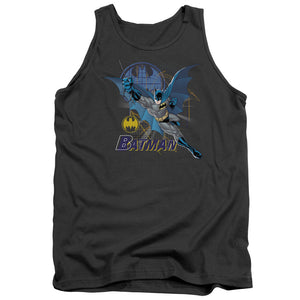 AN OFFCIALLY LICENSED BATMAN CAPE OUTSTRETCHED ADULT UNISEX TANK TOP CHARCOAL