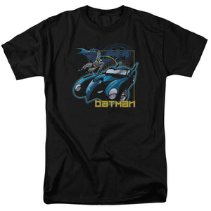 AN OFFCIALLY LICENSED BATMAN NICE WHEELS MEN'S REGULAR FIT T-SHIRT BLACK