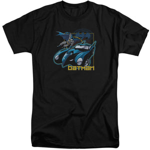 AN OFFCIALLY LICENSED BATMAN NICE WHEELS MEN'S TALL FIT T-SHIRT BLACK