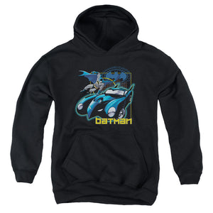 AN OFFCIALLY LICENSED BATMAN NICE WHEELS YOUTH HOODIE BLACK