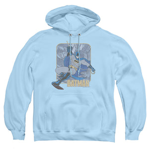 AN OFFCIALLY LICENSED BATMAN COME CLIMB WITH ME ADULT UNISEX PULLOVER HOODIE LIGHT BLUE