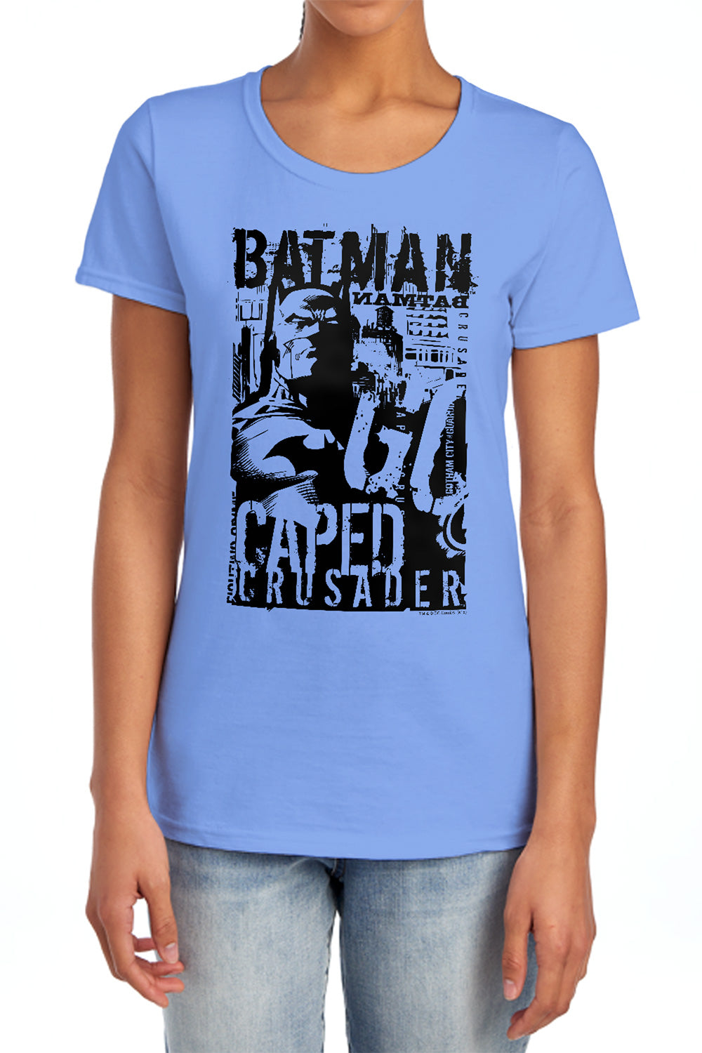 AN OFFCIALLY LICENSED BATMAN CAPED CRUSADER WOMEN'S REGULAR FIT T-SHIRT CHARCOAL