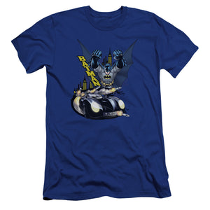 AN OFFCIALLY LICENSED BATMAN BY AIR & BY LAND MEN'S PREMIUM SLIM FIT T-SHIRT ROYAL