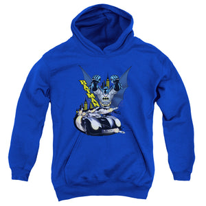 AN OFFCIALLY LICENSED BATMAN BY AIR & BY LAND YOUTH HOODIE ROYAL