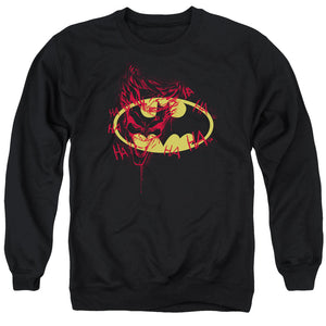 AN OFFCIALLY LICENSED BATMAN JOKER GRAFFITI ADULT UNISEX CREWNECK SWEATSHIRT BLACK