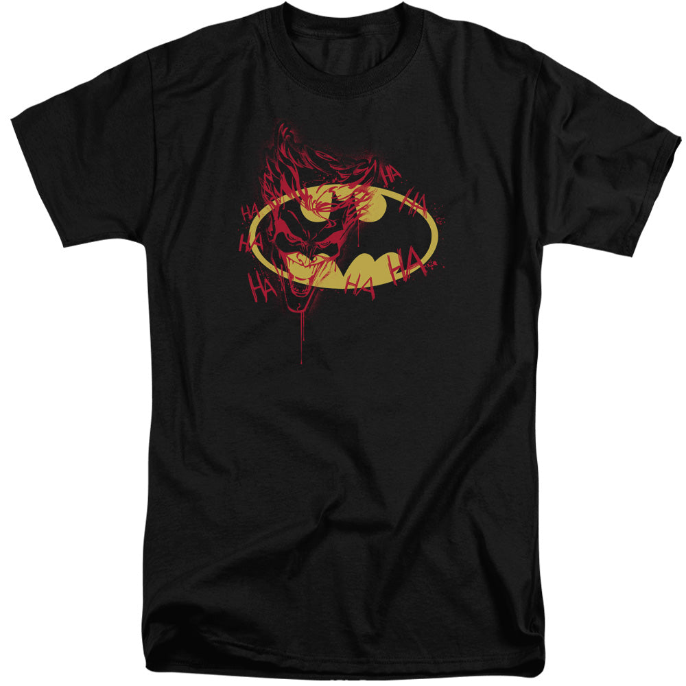 AN OFFCIALLY LICENSED BATMAN JOKER GRAFFITI MEN'S TALL FIT T-SHIRT BLACK