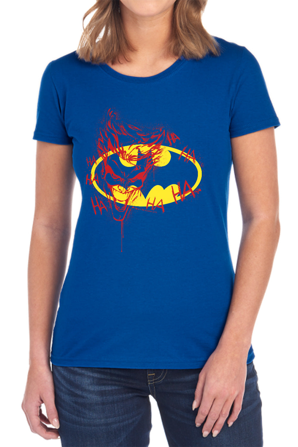 AN OFFCIALLY LICENSED BATMAN JOKER GRAFFITI WOMEN'S REGULAR FIT T-SHIRT BLACK