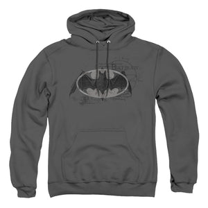 AN OFFCIALLY LICENSED BATMAN ARCANE BAT LOGO ADULT UNISEX PULLOVER HOODIE CHARCOAL