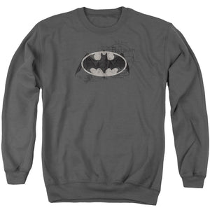 AN OFFCIALLY LICENSED BATMAN ARCANE BAT LOGO ADULT UNISEX CREWNECK SWEATSHIRT CHARCOAL
