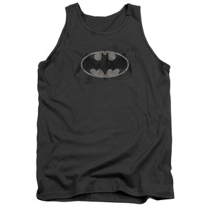 AN OFFCIALLY LICENSED BATMAN ARCANE BAT LOGO ADULT UNISEX TANK TOP CHARCOAL