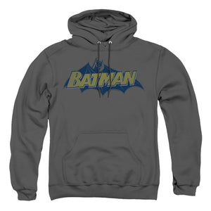 AN OFFCIALLY LICENSED BATMAN CLASSIC COMIC LOGO ADULT UNISEX PULLOVER HOODIE CHARCOAL