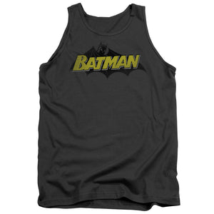 AN OFFCIALLY LICENSED BATMAN CLASSIC COMIC LOGO ADULT UNISEX TANK TOP CHARCOAL