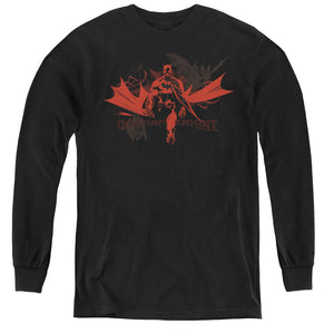AN OFFCIALLY LICENSED BATMAN GOTHAM KNIGHT YOUTH LONG SLEEVE T-SHIRT BLACK