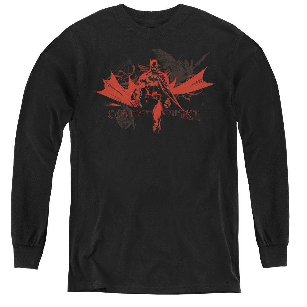 AN OFFCIALLY LICENSED BATMAN GOTHAM KNIGHT YOUTH LONG SLEEVE T-SHIRT BLACK