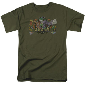 AN OFFCIALLY LICENSED BATMAN KING OF CRAZY MEN'S REGULAR FIT T-SHIRT MILITARY GREEN
