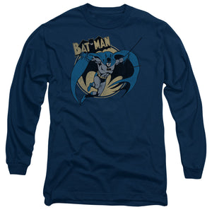 AN OFFCIALLY LICENSED BATMAN THROUGH THE NIGHT MEN'S LONG SLEEVE T-SHIRT NAVY