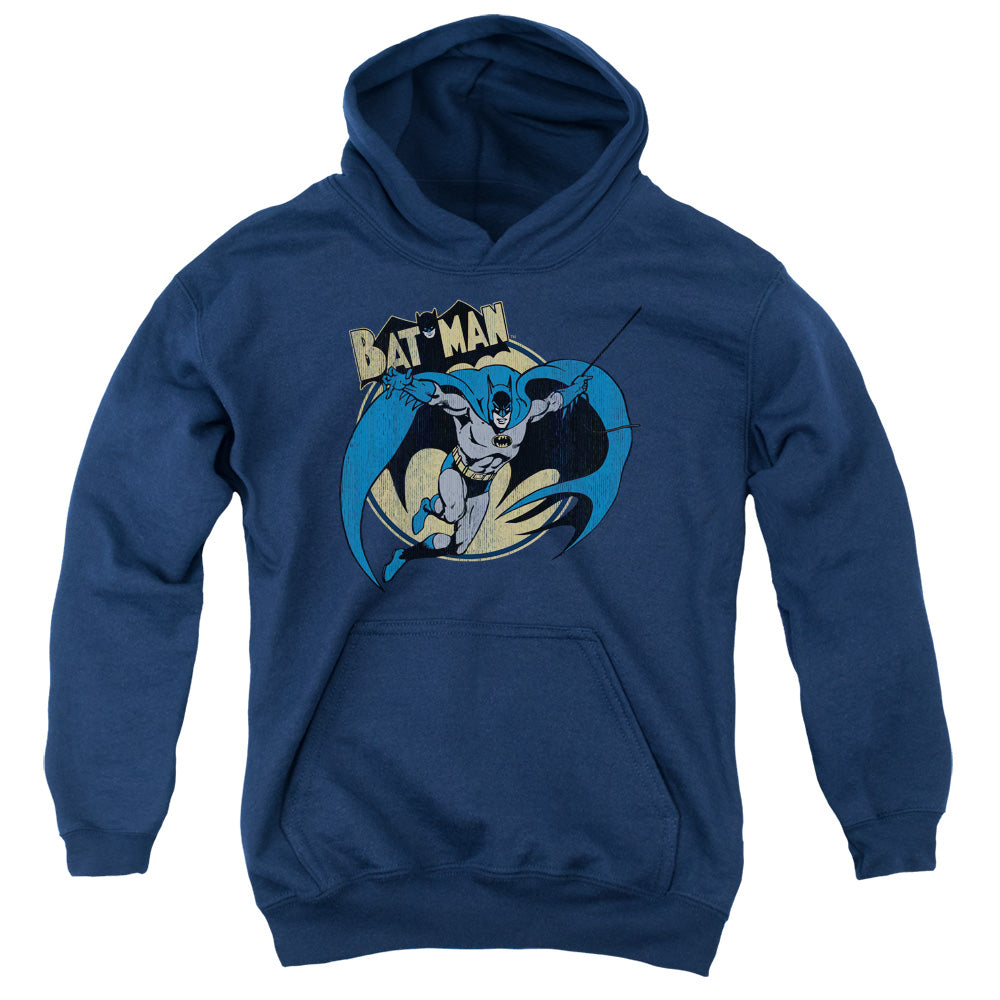AN OFFCIALLY LICENSED BATMAN THROUGH THE NIGHT YOUTH HOODIE NAVY