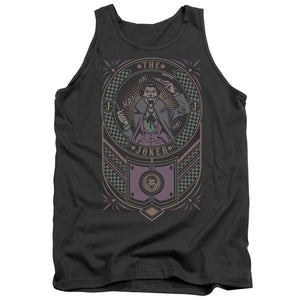 AN OFFCIALLY LICENSED BATMAN JOKER CHECKERED SIGN ADULT UNISEX TANK TOP CHARCOAL