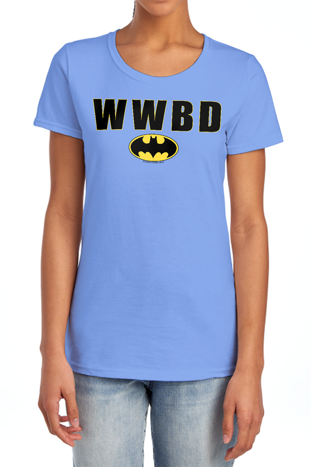 AN OFFCIALLY LICENSED BATMAN WWBD LOGO WOMEN'S REGULAR FIT T-SHIRT CHARCOAL