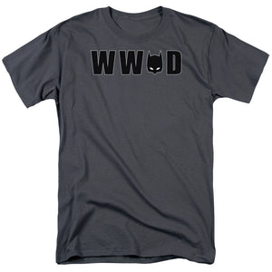 AN OFFCIALLY LICENSED BATMAN WWBD MASK MEN'S REGULAR FIT T-SHIRT CHARCOAL
