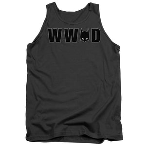 AN OFFCIALLY LICENSED BATMAN WWBD MASK ADULT UNISEX TANK TOP CHARCOAL