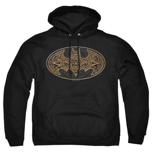 AN OFFCIALLY LICENSED BATMAN AZTEC BAT LOGO ADULT UNISEX PULLOVER HOODIE BLACK