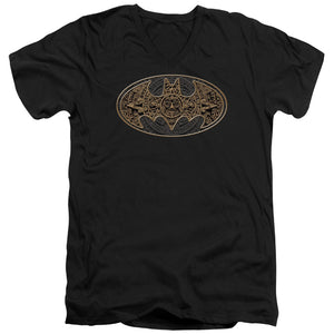 AN OFFCIALLY LICENSED BATMAN AZTEC BAT LOGO MEN'S V-NECK T-SHIRT BLACK