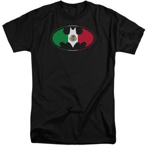 AN OFFCIALLY LICENSED BATMAN MEXICAN FLAG SHIELD MEN'S TALL FIT T-SHIRT BLACK