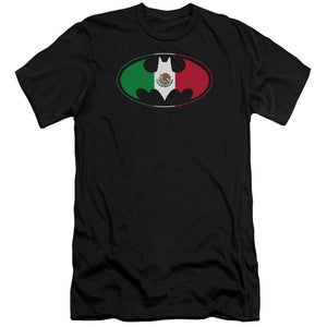 AN OFFCIALLY LICENSED BATMAN MEXICAN FLAG SHIELD MEN'S PREMIUM SLIM FIT T-SHIRT BLACK